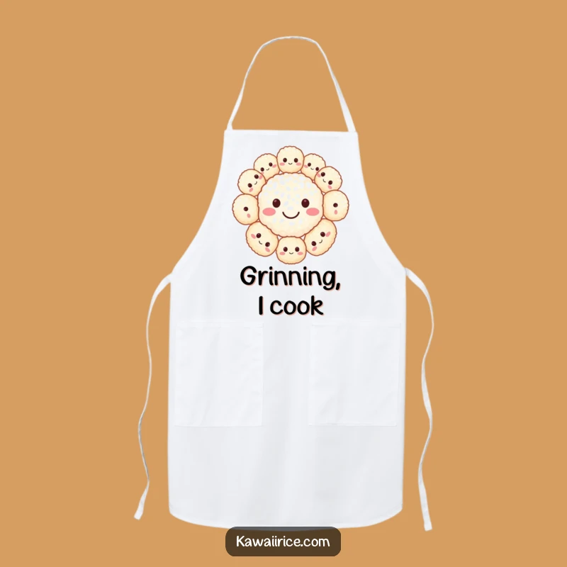 Funny Rice Ball Smiley Face Apron: Cook With Cheer, Kitchen Smiles