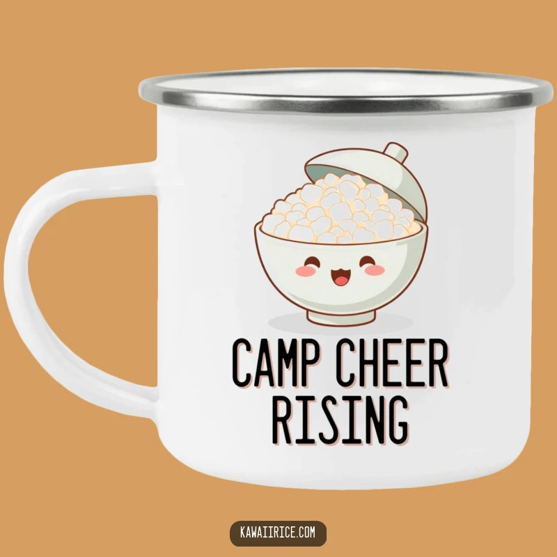 Funny Rice Bowl Cheer Camping Mug: Adventure with Spirit, Humorous Grain