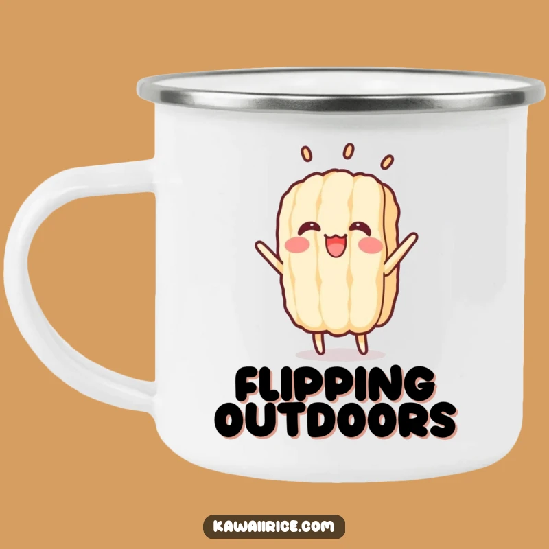Funny Flipping Rice Grain Camping Mug: Adventure Fuel, Trail Acrobatics
