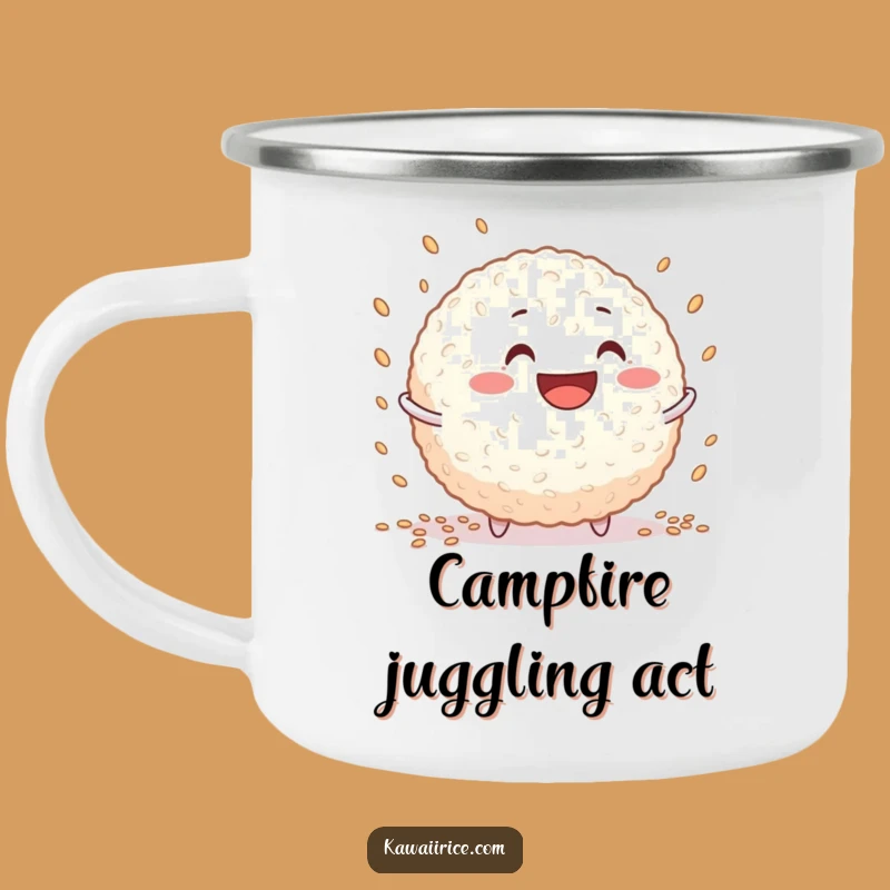 Funny Rice Ball Juggling Camping Mug - Durable Grinning Character Cup