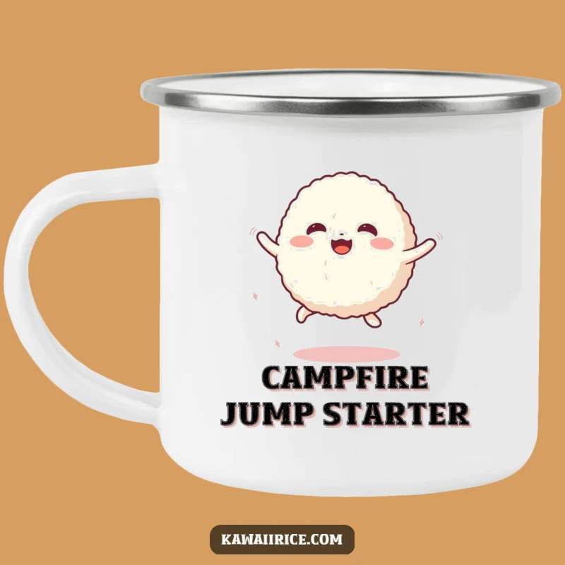 Funny Rice Ball Jump Camping Mug: Bouncy Sips on Adventures
