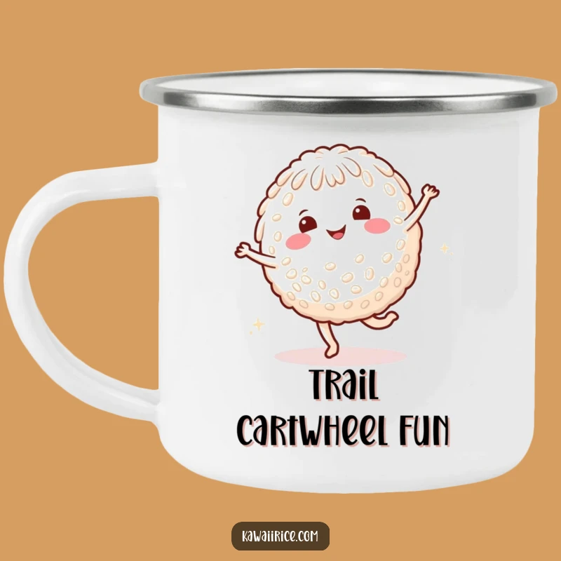 Funny Rice Cartwheel Camping Mug - Durable Smiling Character Cup