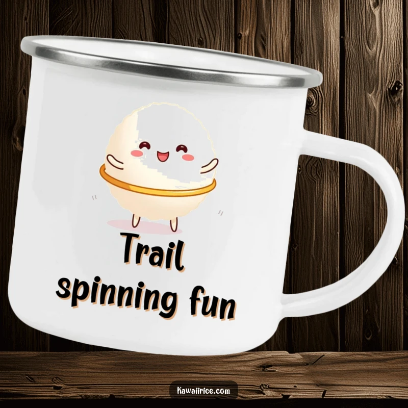 Funny Camping Mug: A resilient glob of rice hula-hooping outdoors, bringing portable joy and a lighthearted spirit to your adventures.