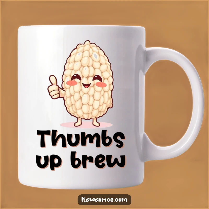 Funny Rice Noodle Arm Mug: Smiling Grain's Thumbs Up, Perfect Humorous Gift