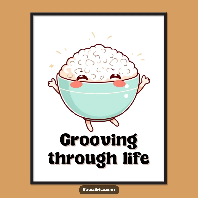 Funny Dancing Rice Bowl Digital Art: Instant Cheer for Your Walls
