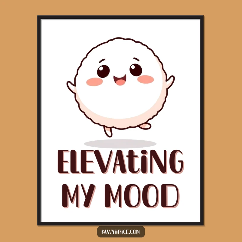 Funny Rice Ball Hop Digital Art Print - Instant Cartoon Character Joy Download