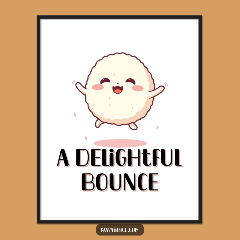 Funny Rice Ball Jump Digital Art: Instant Cheerful Decor Download