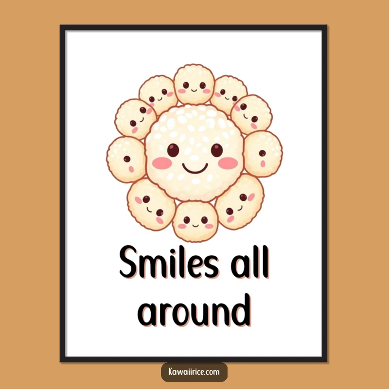 Funny Rice Ball Smiley Face Digital Art: Instant Joy for Your Walls