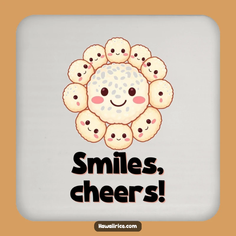 Funny Rice Ball Smiley Face Coasters: Protect Surfaces With Smiles, Set of Fun