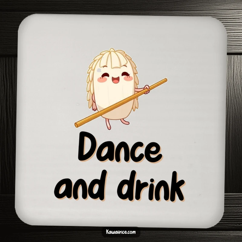 Funny Coaster: A rice character does a silly jig on a giant chopstick, providing a humorous and stable resting place for drinks.