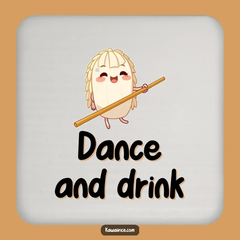 Funny Rice Jig Coaster: Protect Surfaces with Dance, Humorous Grain