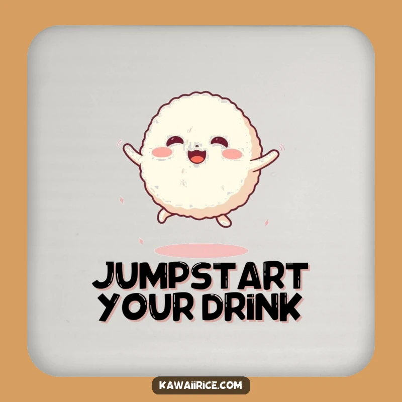 Funny Rice Ball Jump Drink Coaster: Protect Surfaces with Cheerful Humor