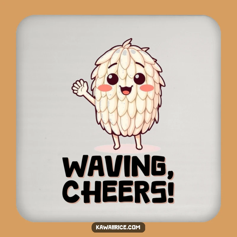 Funny Waving Rice Grain Coasters: Friendly Table Protection, Set of Smiles