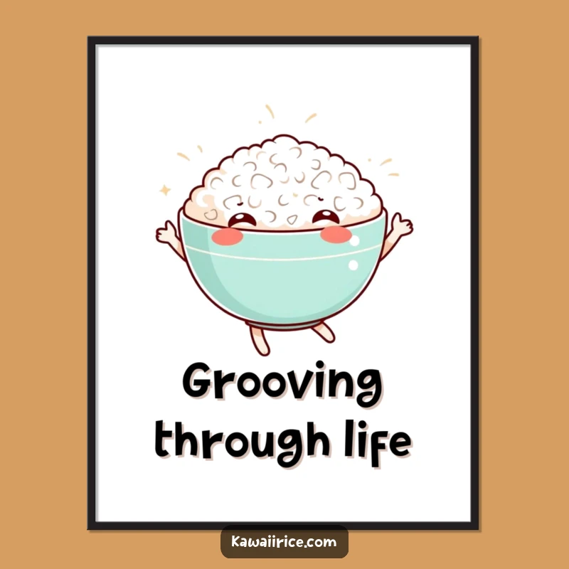 Funny Dancing Rice Bowl Poster: Wall Art That Grooves, Unique Decor