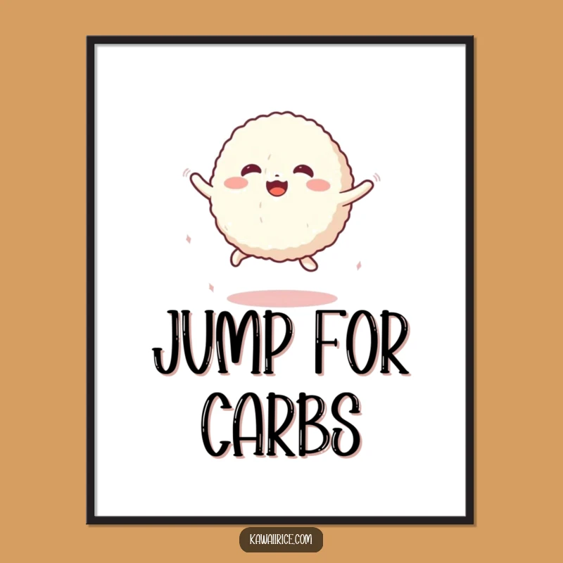 Funny Rice Ball Jump Art Poster: Cheerful Decor for Happy Spaces