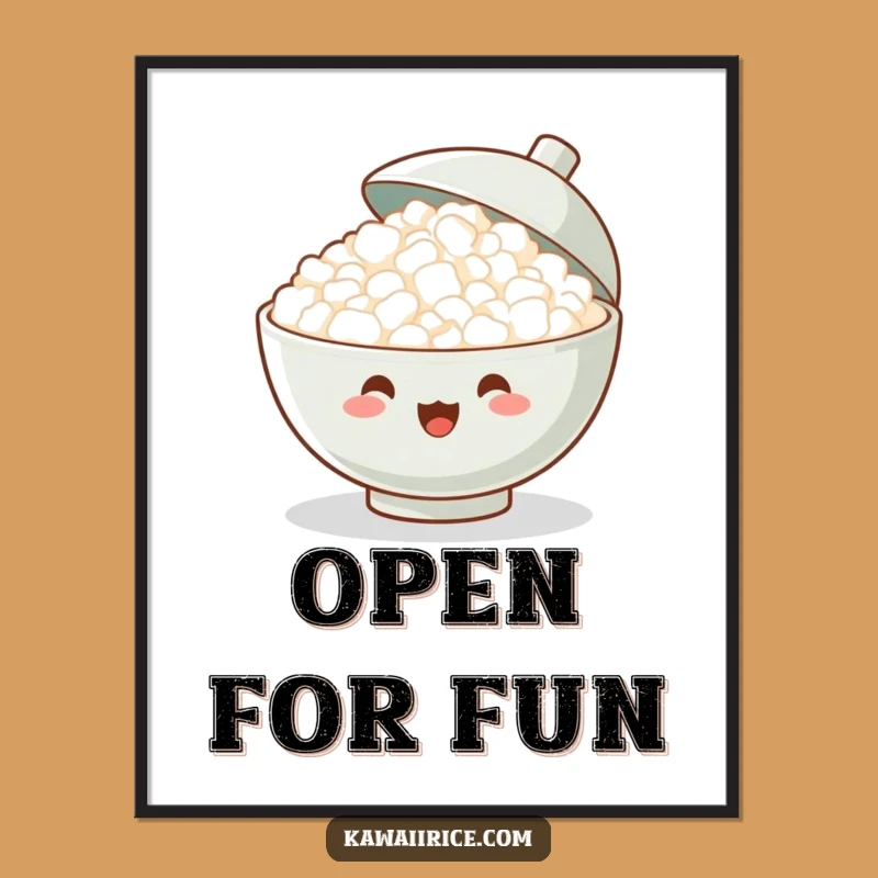 Funny Rice Bowl Cheer Poster: Decorate with Joy, Humorous Art