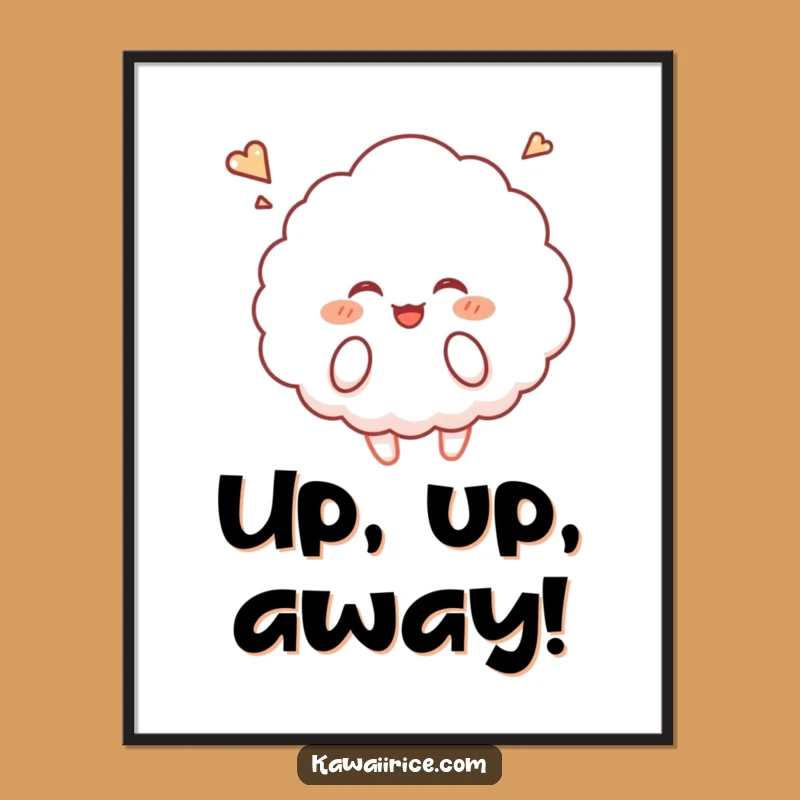 Funny Rice Cloud Poster - Giggling Character Floating Upwards Art