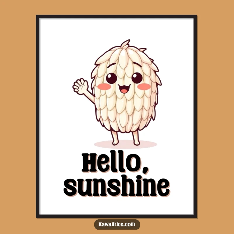 Funny Waving Rice Grain Poster: Wall Art That Greets You, Cheerful Decor