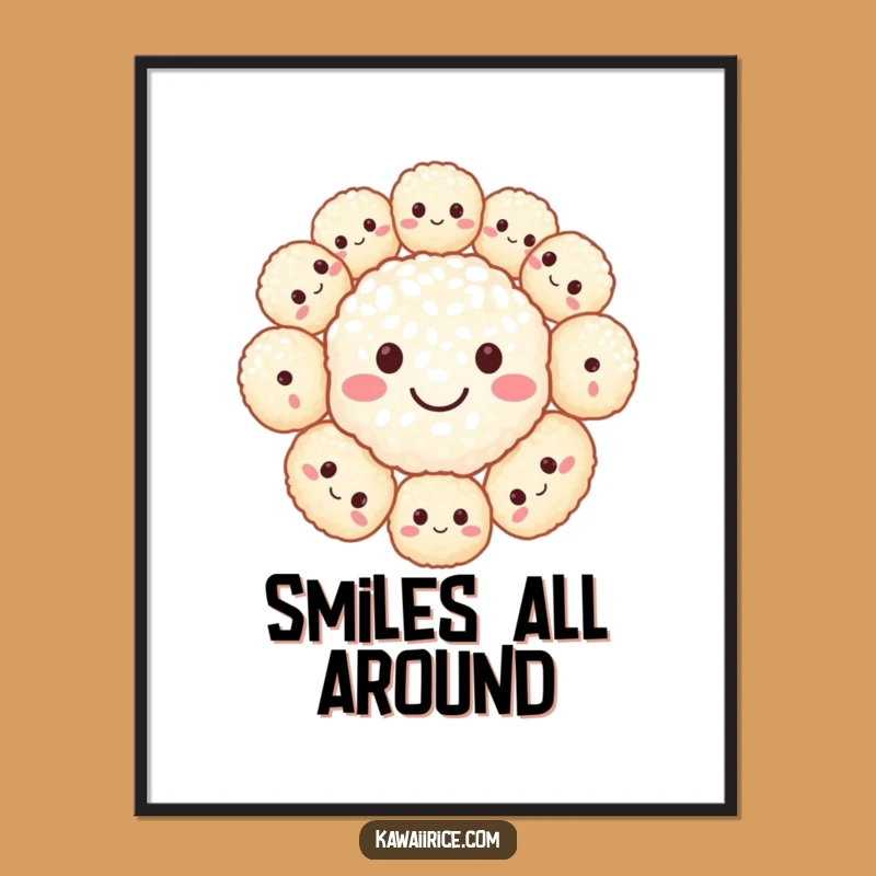 Funny Rice Ball Smiley Face Poster: Wall Art That Smiles, Cheerful Decor
