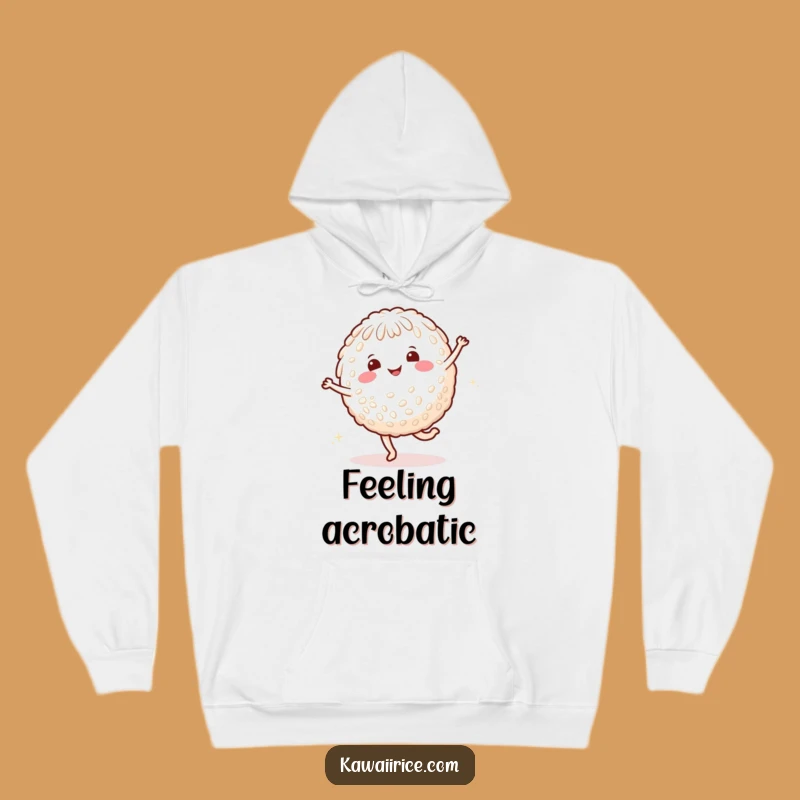 Funny Rice Cartwheel Hoodie - Cozy Smiling Character for Active Comfort