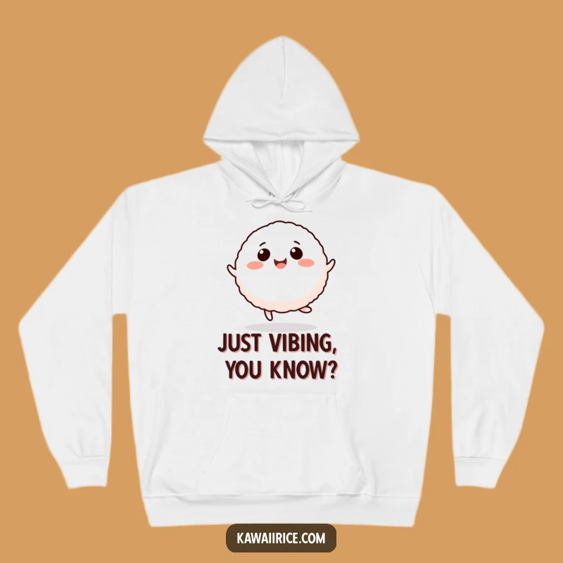 Funny Rice Ball Hop Hoodie - Cozy Cartoon Character Doing a Happy Jump