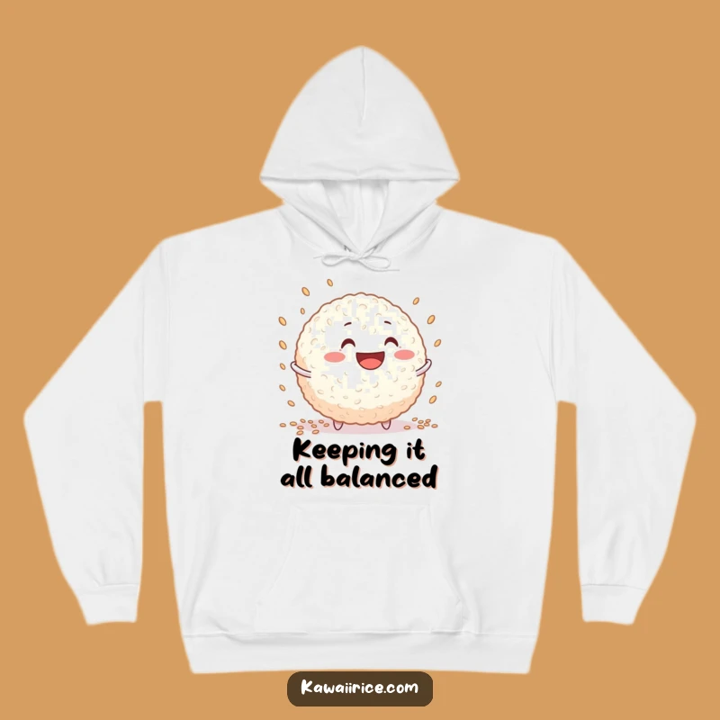 Funny Rice Ball Juggling Hoodie - Cozy Grinning Character for Warmth