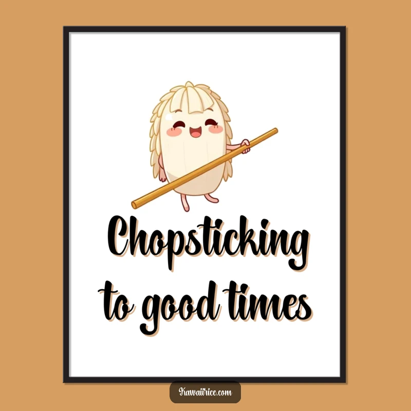 Free Printable Wall Art: Dancing Rice Character on Chopstick Decor