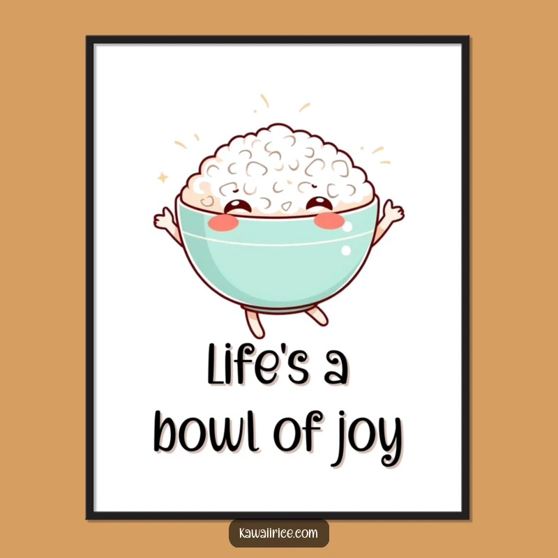 Free Printable Wall Art: Dancing Rice Bowl Funny Downloadable Art for Kitchen Decor