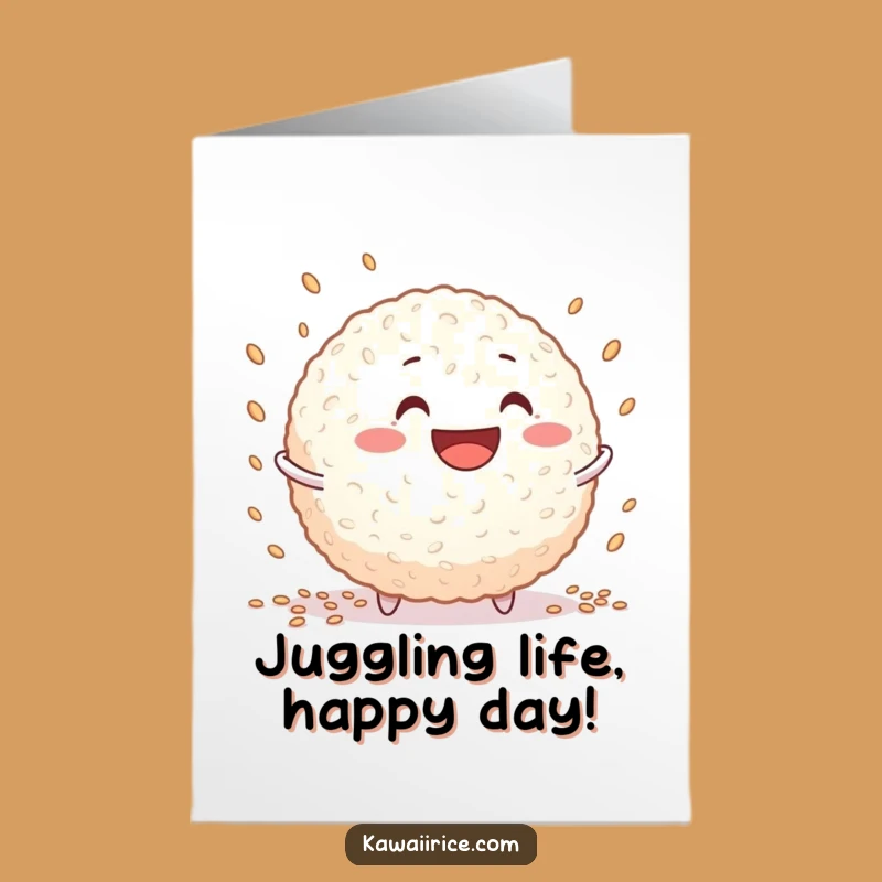 Funny Free Printable Rice Ball Juggling Birthday Card - Downloadable Joy