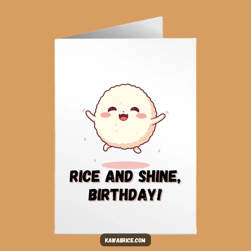Free Printable Birthday Card: Bouncy Rice Ball - Humorous Downloadable Fun Gift