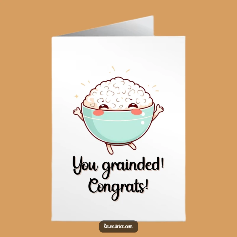 Free Printable Congrats Card: Dancing Rice Bowl Humorous Downloadable Gift for Achievements