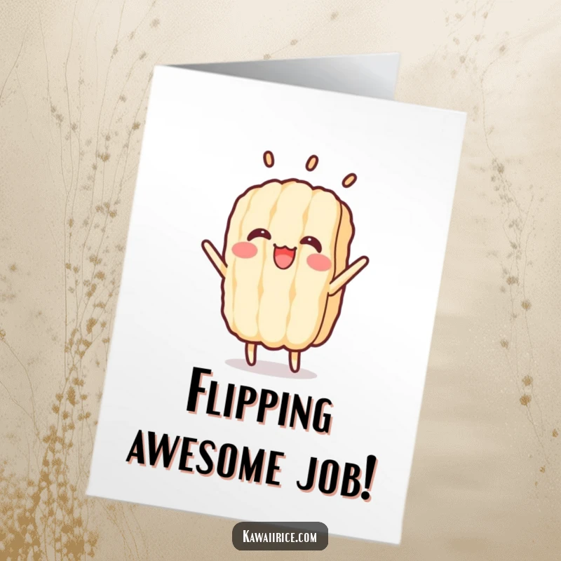 Funny Free Printable Congrats Card: A joyful rice grain captured mid-flip, celebrating a fantastic accomplishment.