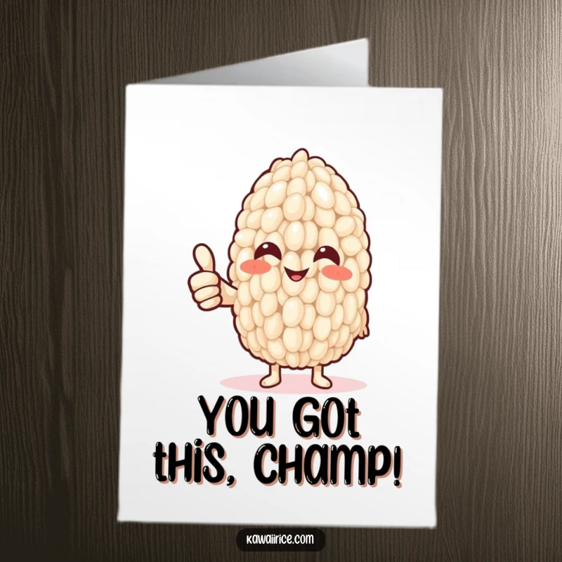 Funny Free Printable Congratulations Card with a smiling rice grain giving a big thumbs up with its noodle arm. Celebrate big!