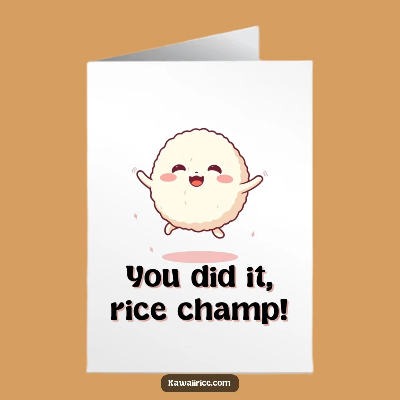 Free Printable Congrats Card: Bouncy Rice Ball - Humorous Downloadable Celebration