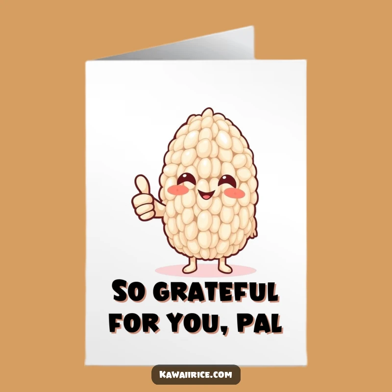 Free Printable Thank You Card: Nodding Rice Giving Thumbs Up for Gratitude