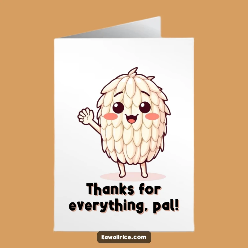 Free Printable Thank You Card: Waving Rice Grain Funny Downloadable Gift for Gratitude