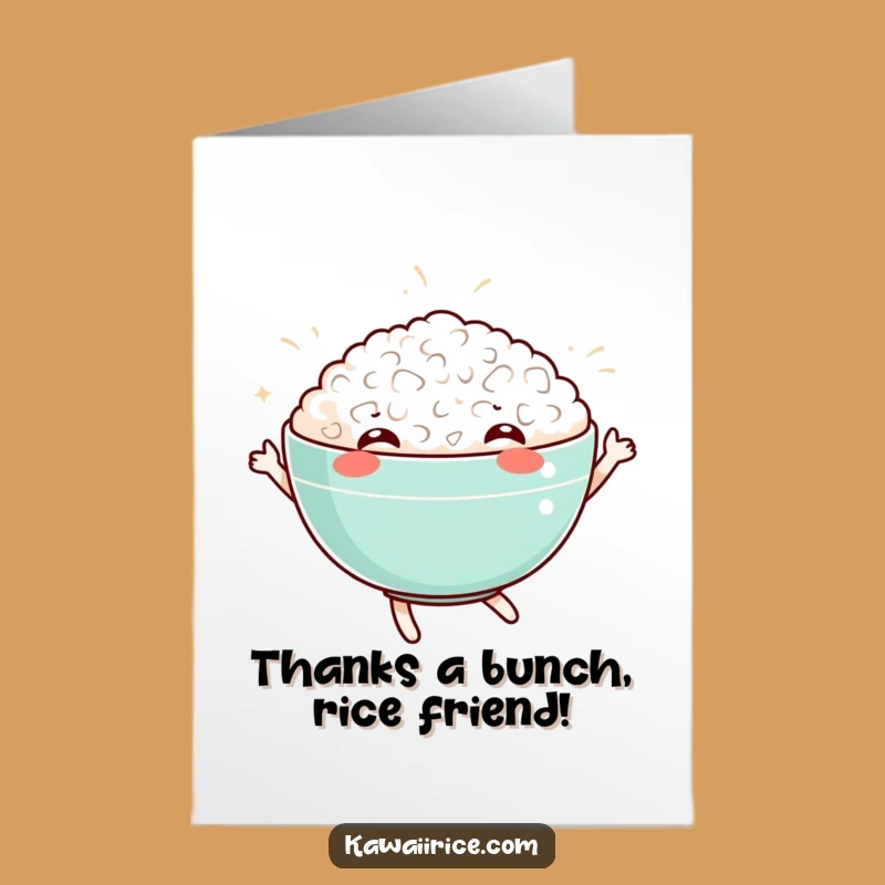 Free Printable Thank You Card: Dancing Rice Bowl Funny Downloadable Gift for Gratitude