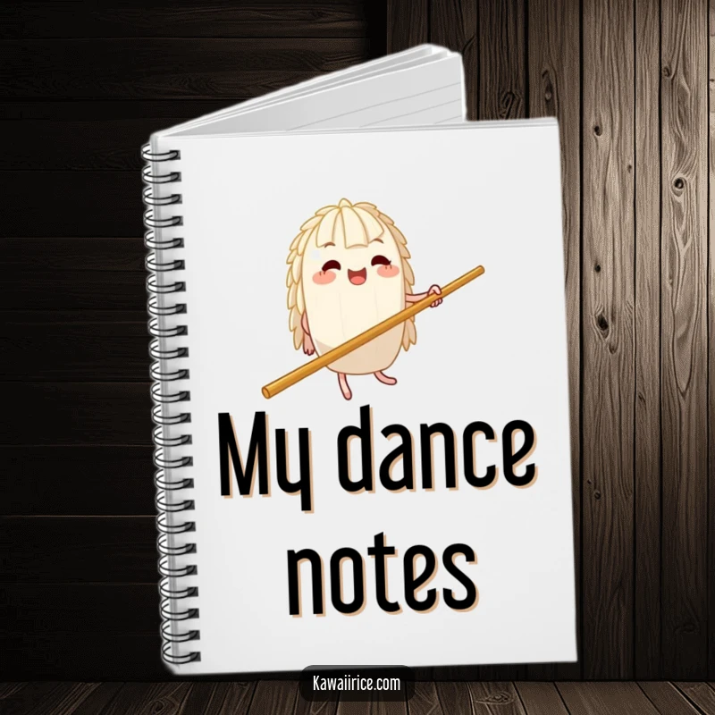 Funny Notebook: A rice character does a silly jig on a giant chopstick, making note-taking a fun and humorous activity.