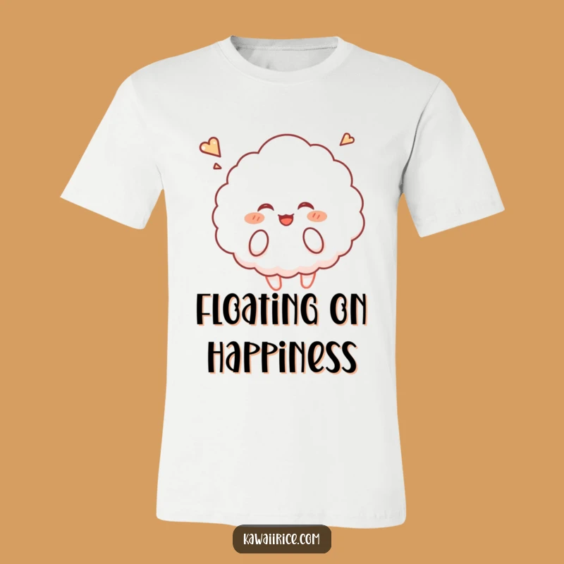 Funny Rice Cloud T-Shirt - Giggling Character Floating Upwards with Joy