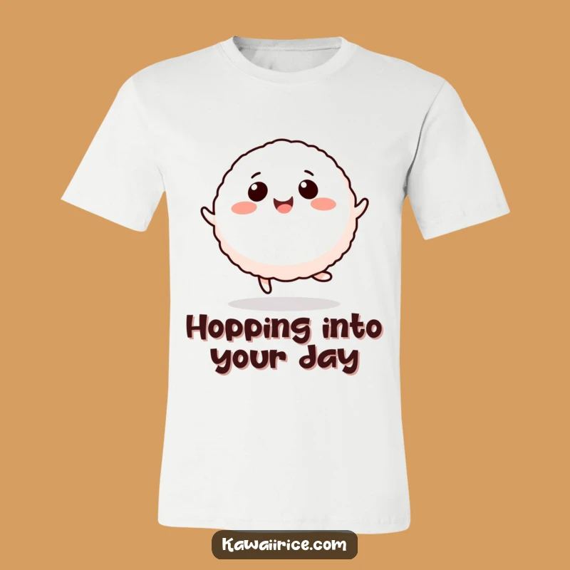 Funny Rice Ball Hop T-Shirt - Cute Cartoon Character's Joyful Leap for Sale