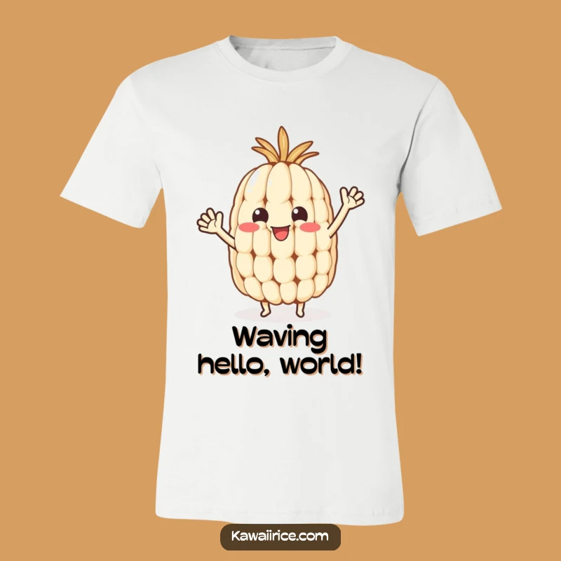 Funny Rice Grain Wave T-Shirt - Cute Character's Tiny Arm Celebration Tee