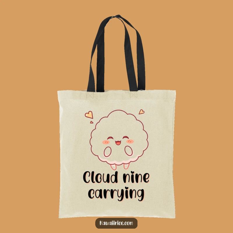 Funny Rice Cloud Tote Bag - Cute Floating Character for Everyday Carry
