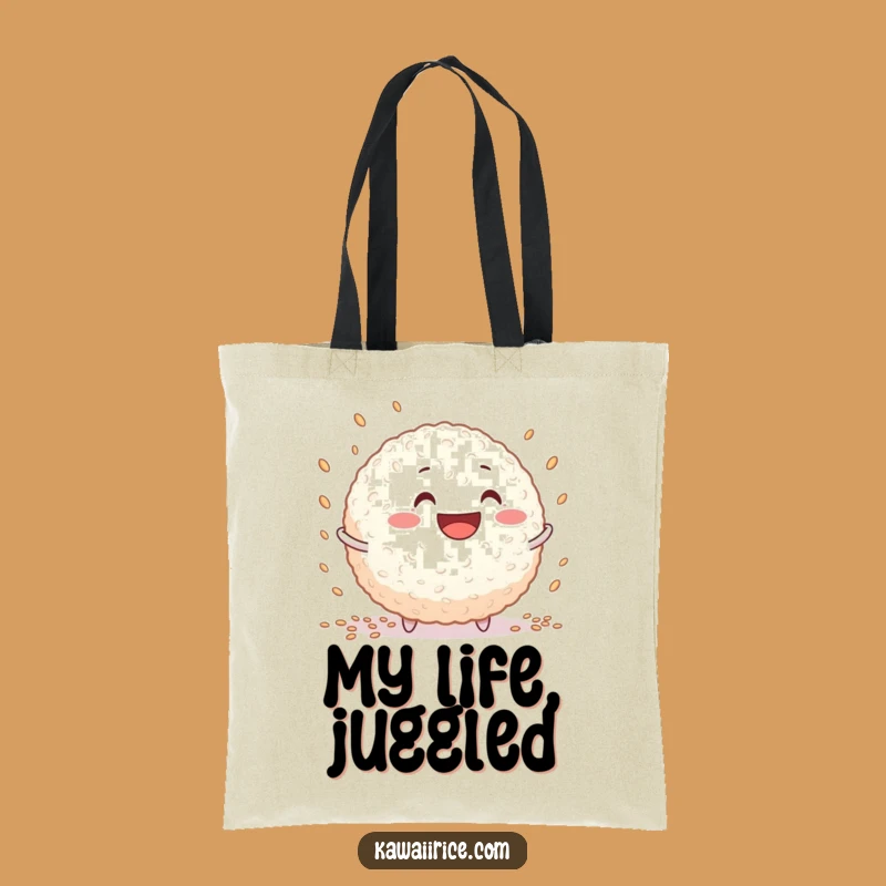 Funny Rice Ball Juggling Tote Bag - Cute Character for Carrying Your Goods